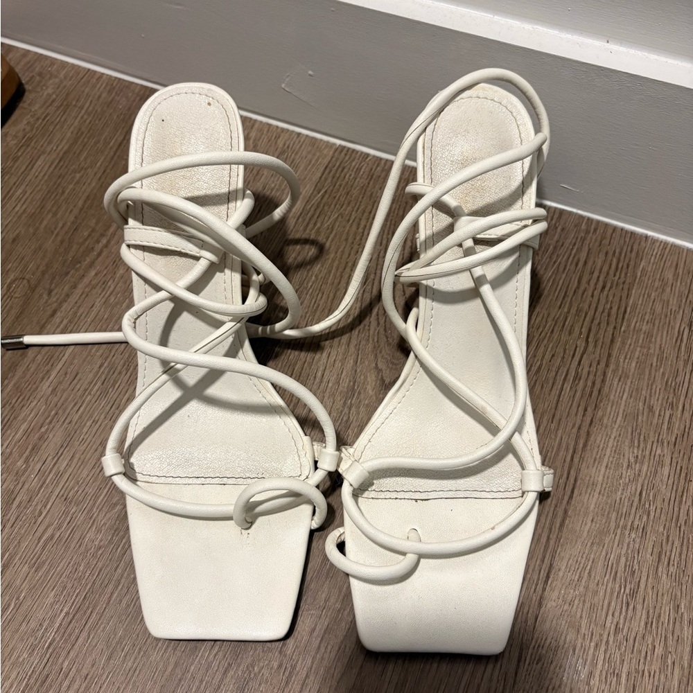 Ego White Strappy Kitten Heels